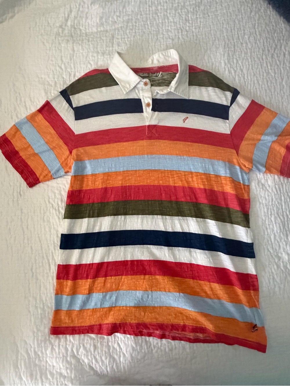 Golden Breed Men's Multicolor Striped Polo Shirt with White Collar